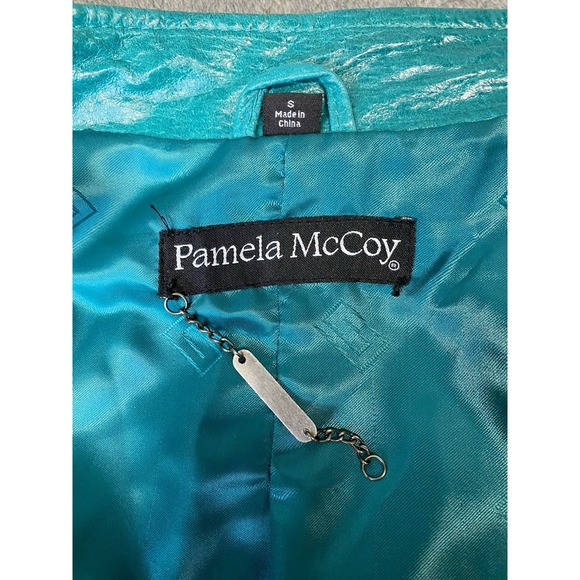 Pamela McCoy Vintage 80's Leather Jacket Turquoise Leather 80s Women's Size S - Picture 12 of 16